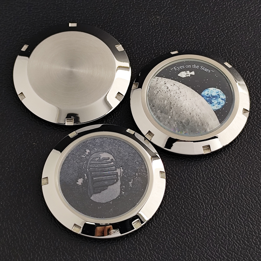 Exhibition Caseback - Stainless Steel Moon Pattern Watch Case