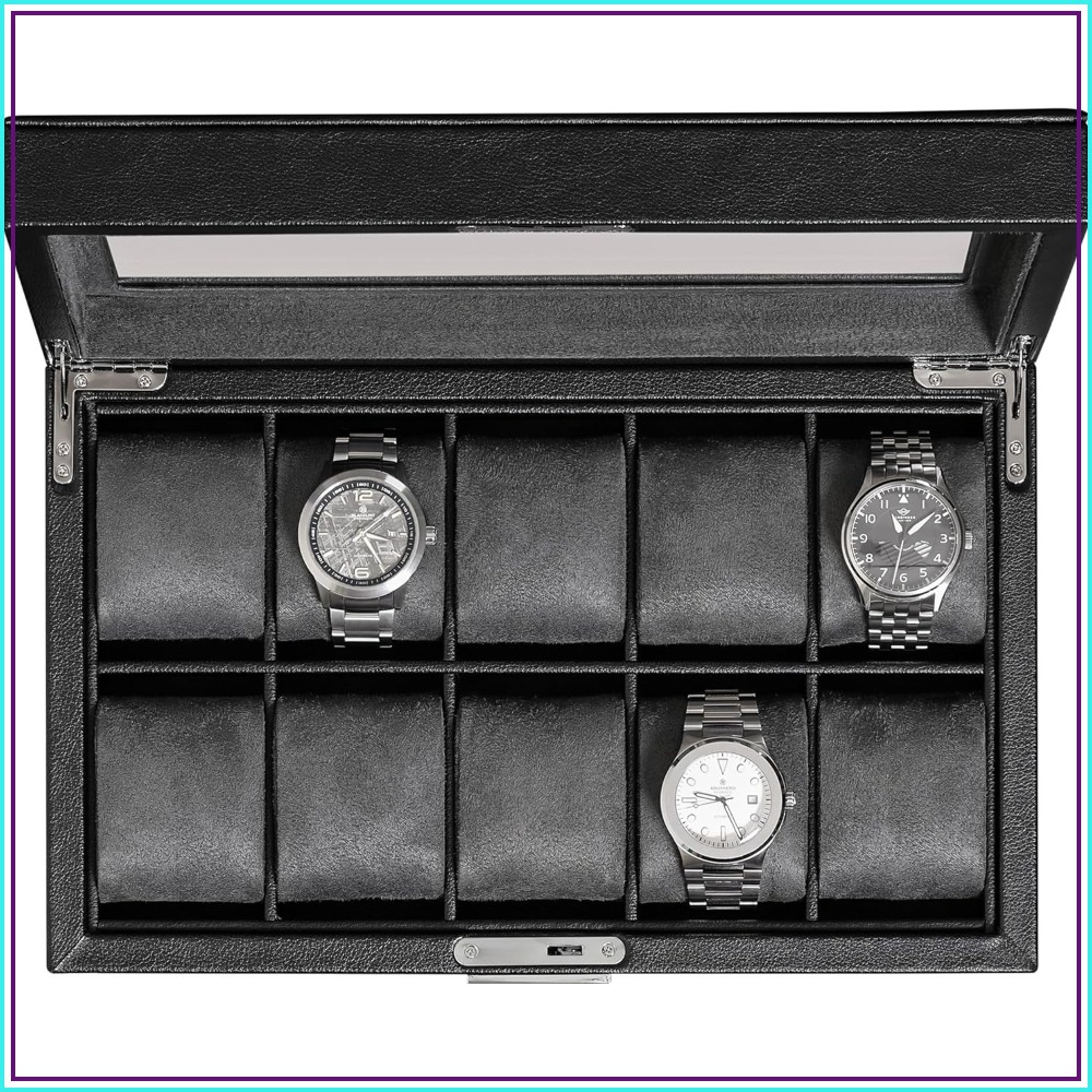 Luxury Watch Top 10 - 10 Slot Locking Leather Watch Box