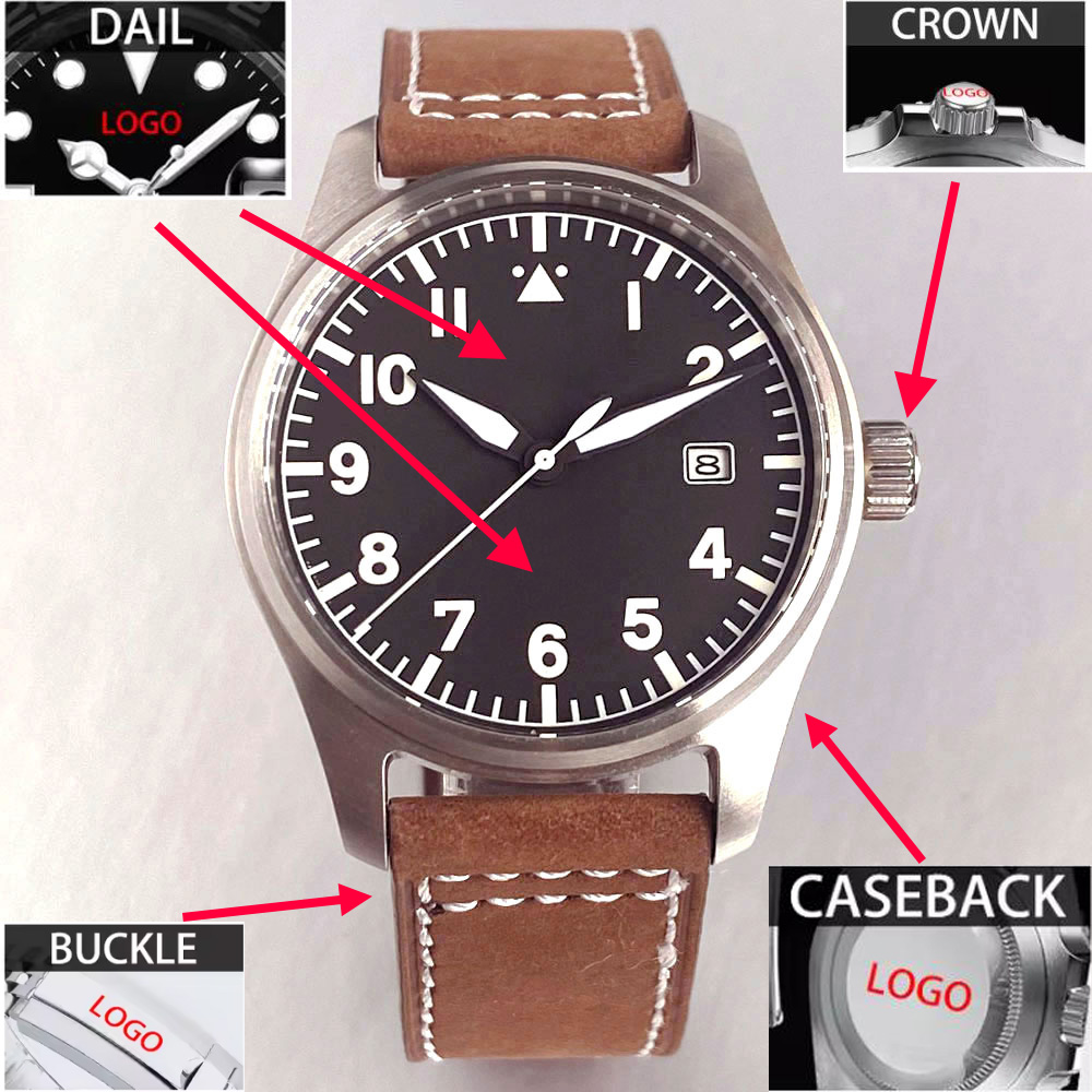 Automatic Pilot Watch - Customized 39mm Classic Pilot Watch Black