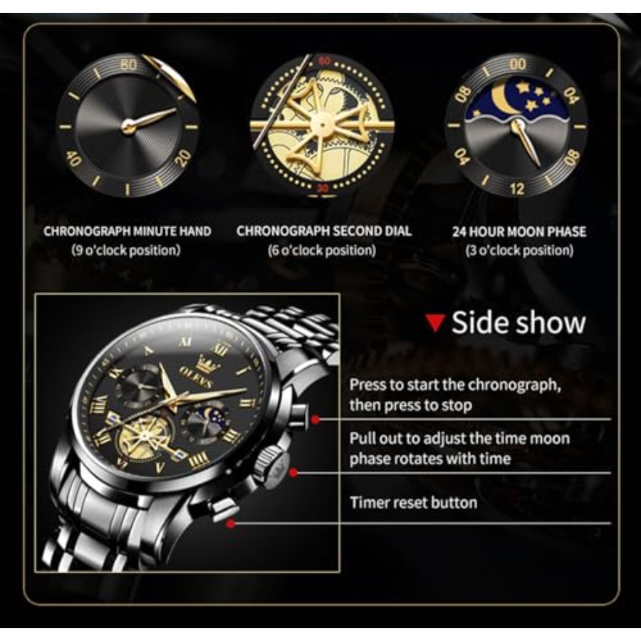 OLEVS Watches Men Waterproof L - Luxury Watch Face 评论和价格