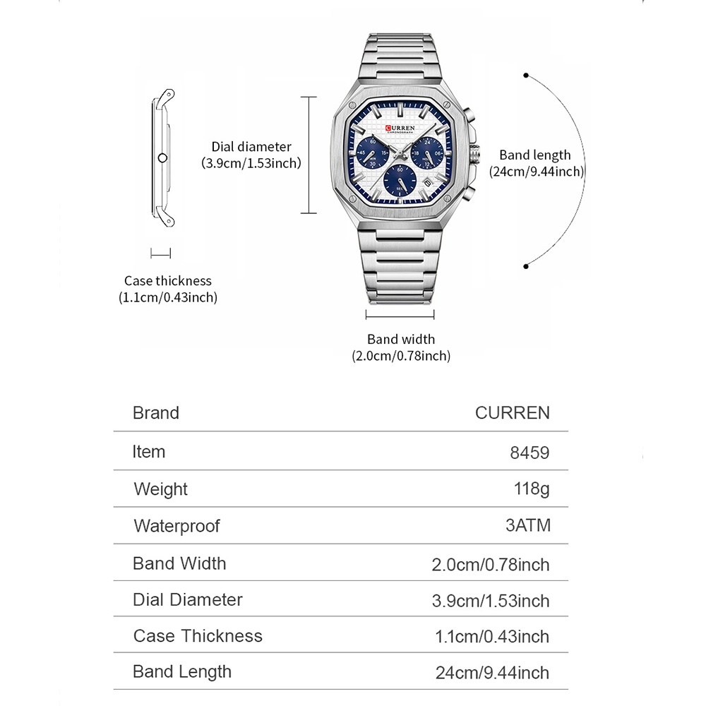CURREN Luxury Square Chrono Wa - Luxury Watch Design 评论和价格