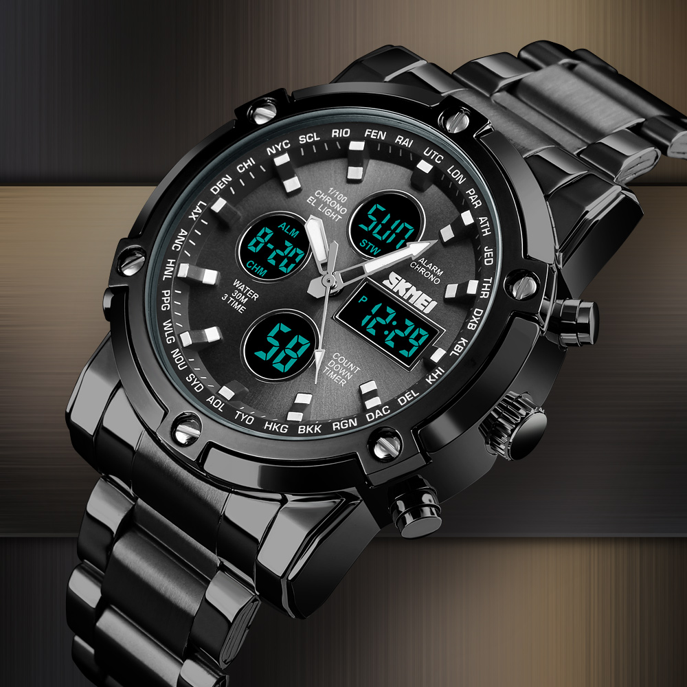 Skmei 1389  Men Three Time Qua - Minute Repeater Watch 评论和价格